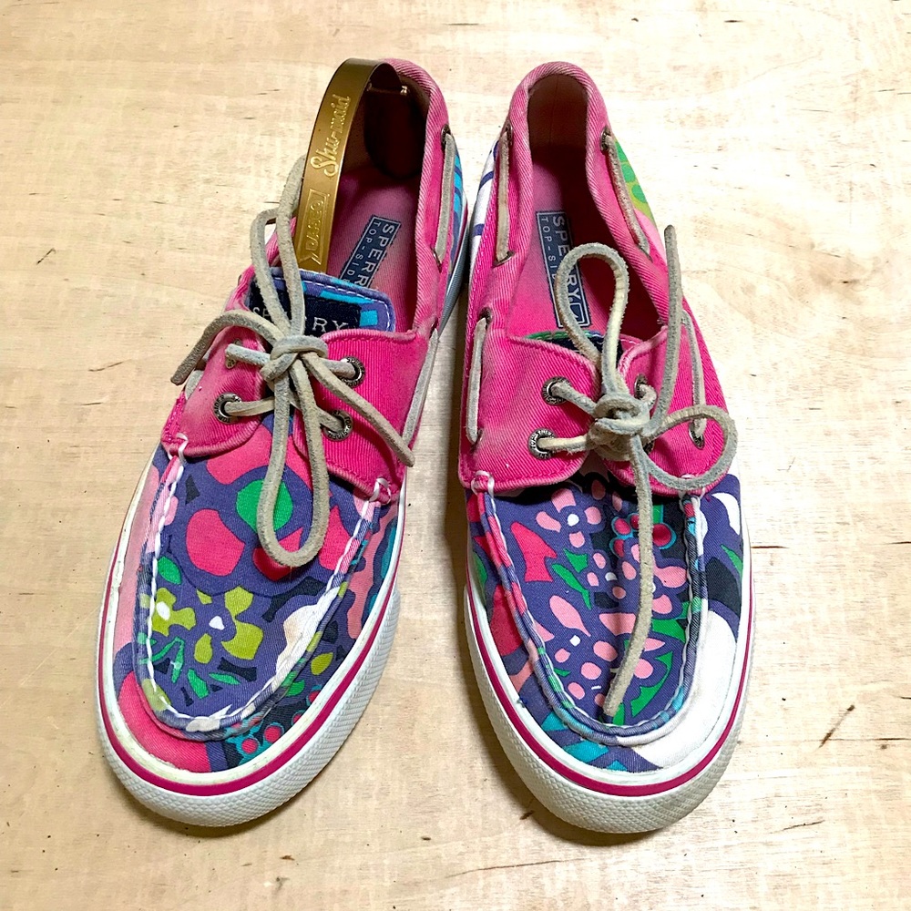 Sperry Top-Sider Floral Canvas Boat Shoes Women’s 6 Casual Coastal Preppy